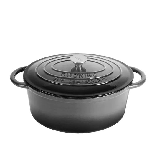 Cratita ovala din fonta emailata cu capac, 33x26.5x11.5cm, capacitate 6l Marble Gray / DCN60799 - 221.ro