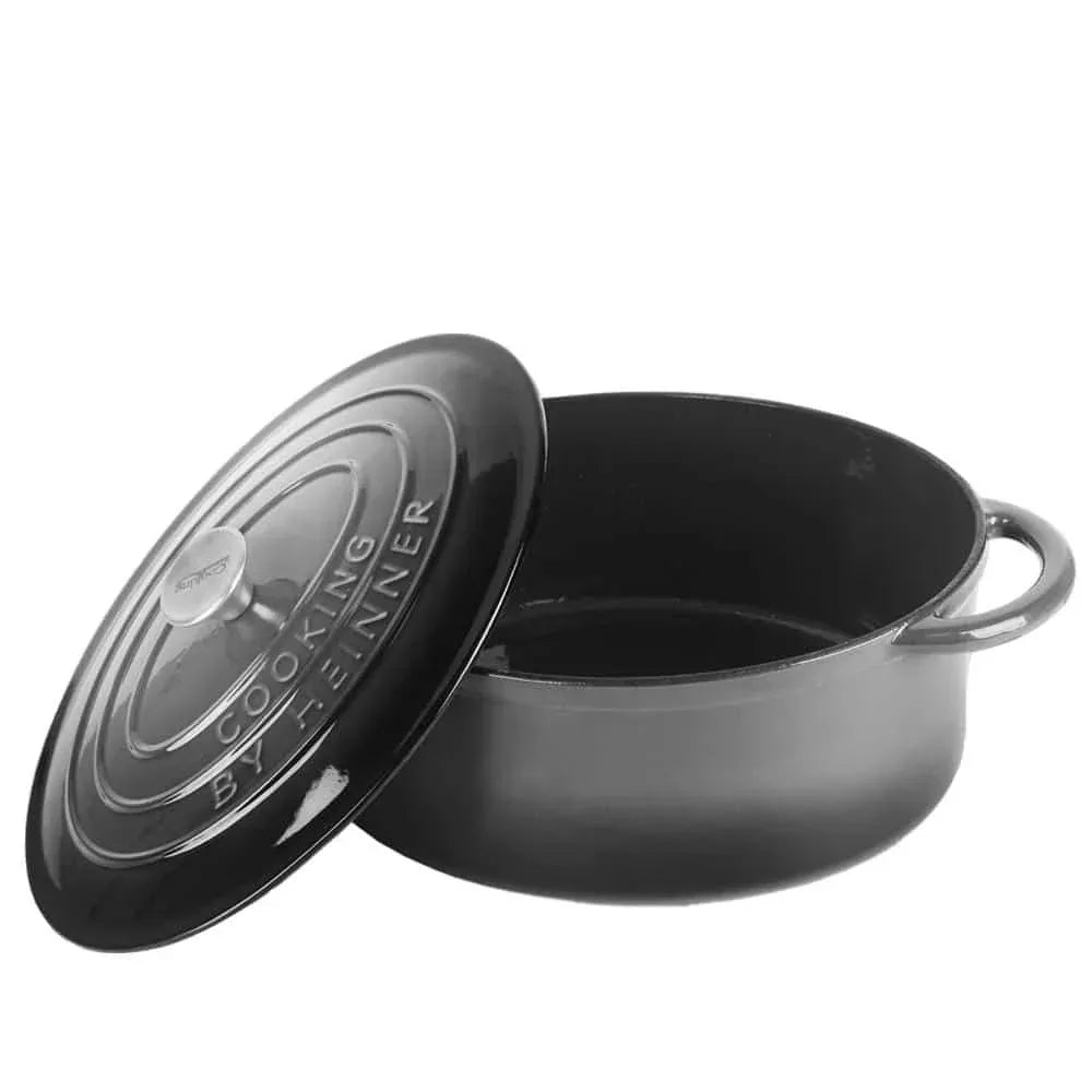 Cratita ovala din fonta emailata cu capac, 33x26.5x11.5cm, capacitate 6l Marble Gray / DCN60799 - 221.ro