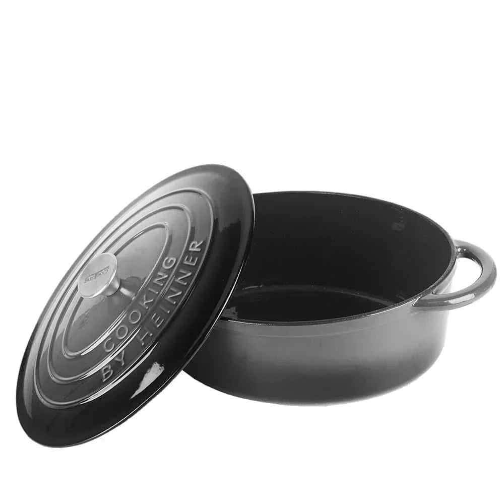 Cratita ovala din fonta emailata cu capac, 37x29x15cm, capacitate 9l Marble Gray / DCN60800 - 221.ro
