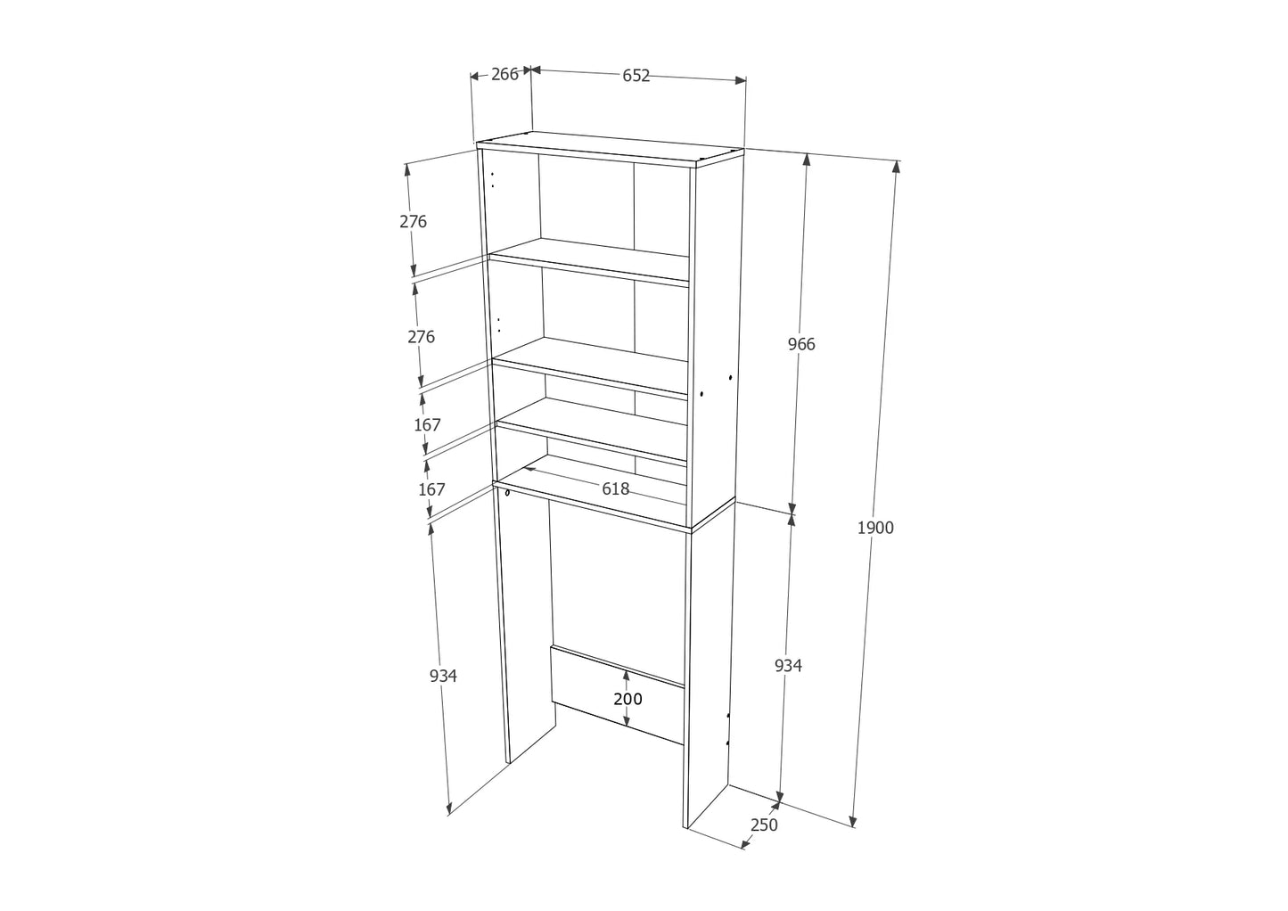 Dulap Masina de Spalat haaus Fyn, Stejar Sonoma/Alb, 65 x 27 x 190 cm