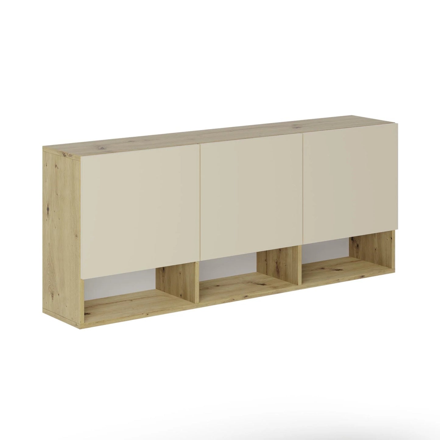 Dulap suspendat haaus Malmo, 3 Usi, Stejar Artisan/Argila, 144 x 27 x 60 cm