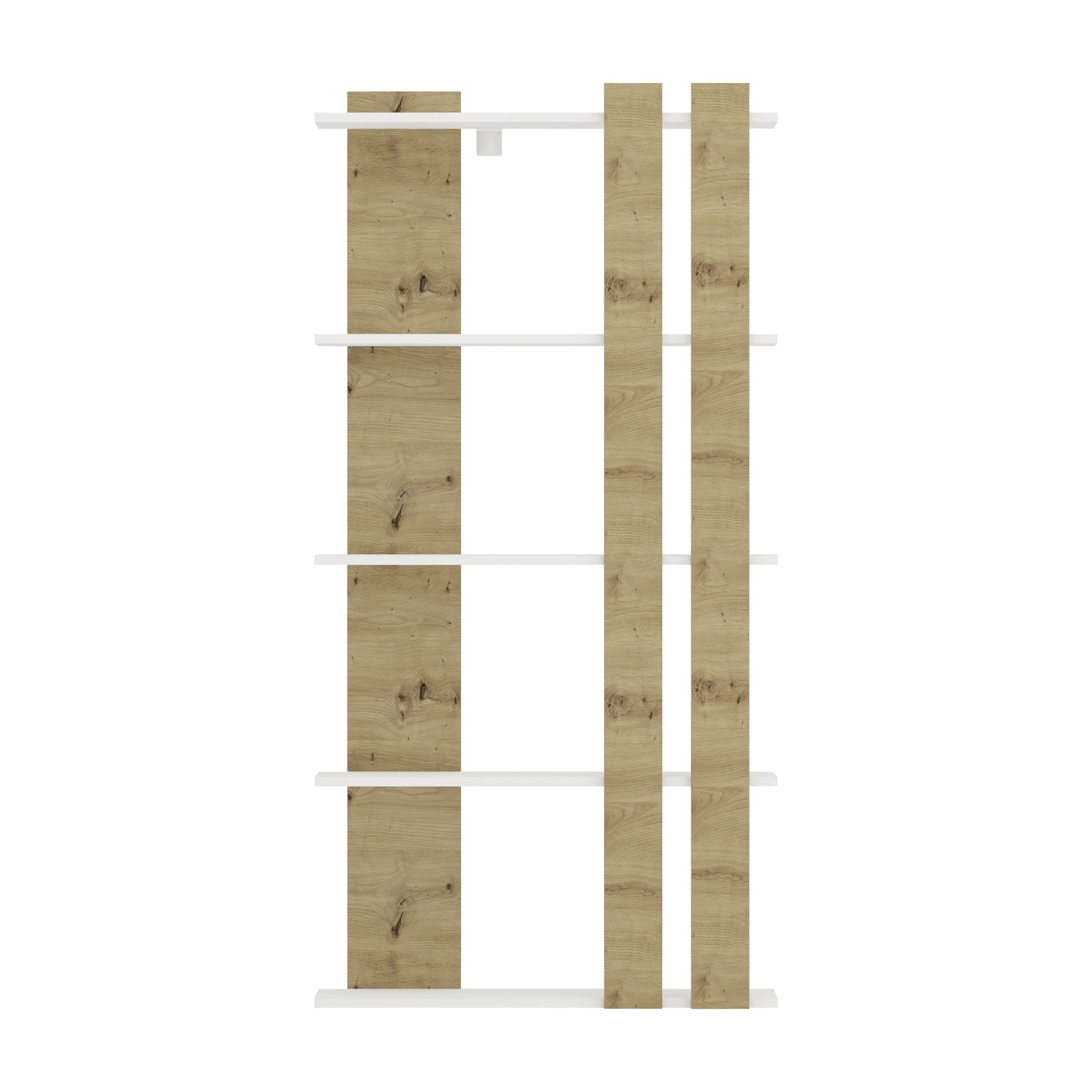 Biblioteca haaus Elmo, 5 Polite, Alb/Stejar Artisan, 80 x 20 x 160 cm