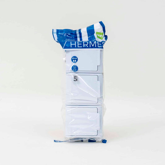 Priza tripla alba cu capac HERMES, 16A/250, IP44 / ELPL-0326-02