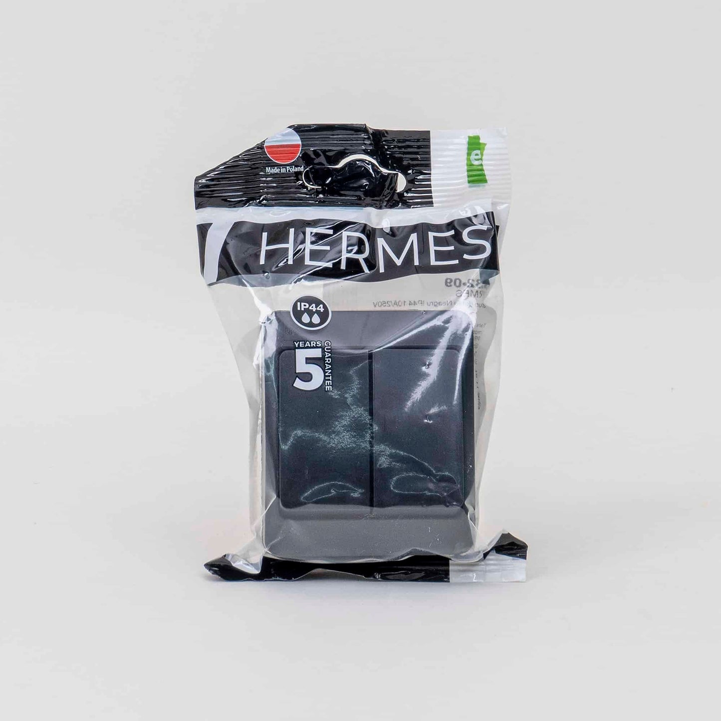 Intrerupator dublu HERMES, negru 10A/250V, IP44/ ELPL-0332-09