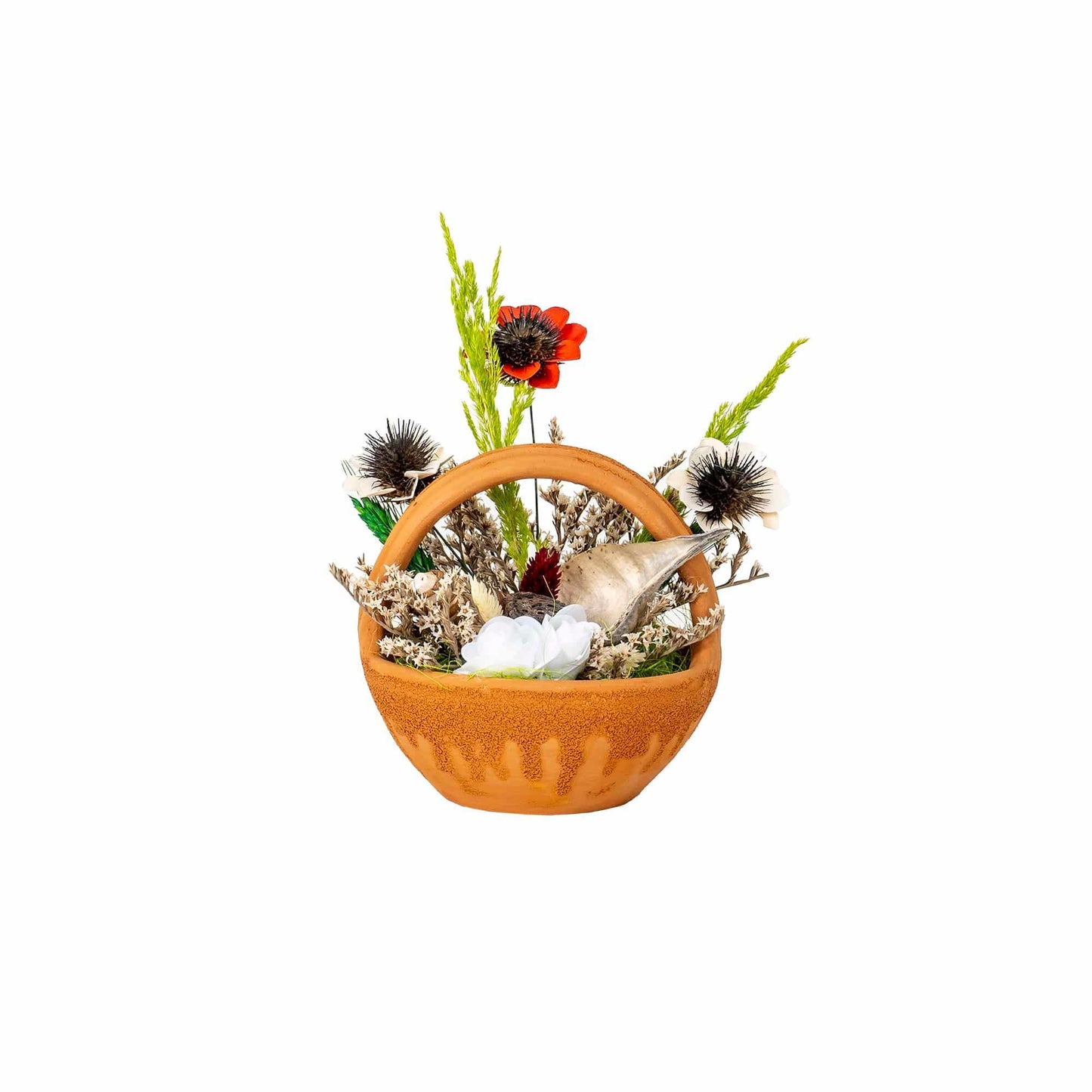 Aranjament, cos mic din ceramica cu flori / EXT 10164 - 221.ro