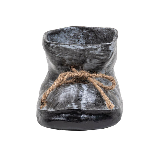 Decoratiune pentru gradina, din ceramica, bocanc mic cu suport pentru flori, inaltime 15cm, lungime 22cm / EXT 10205 - 221.ro