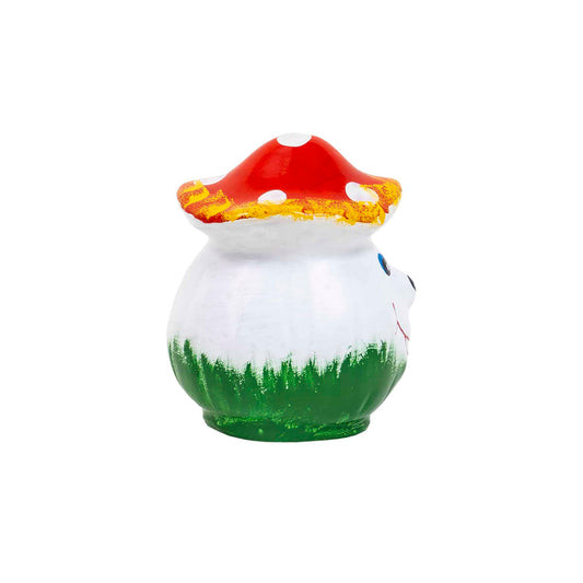 Ciuperca decorativa pentru gradina, din ceramica, mica smiley, inaltime 14cm, latime 12cm / EXT 10210