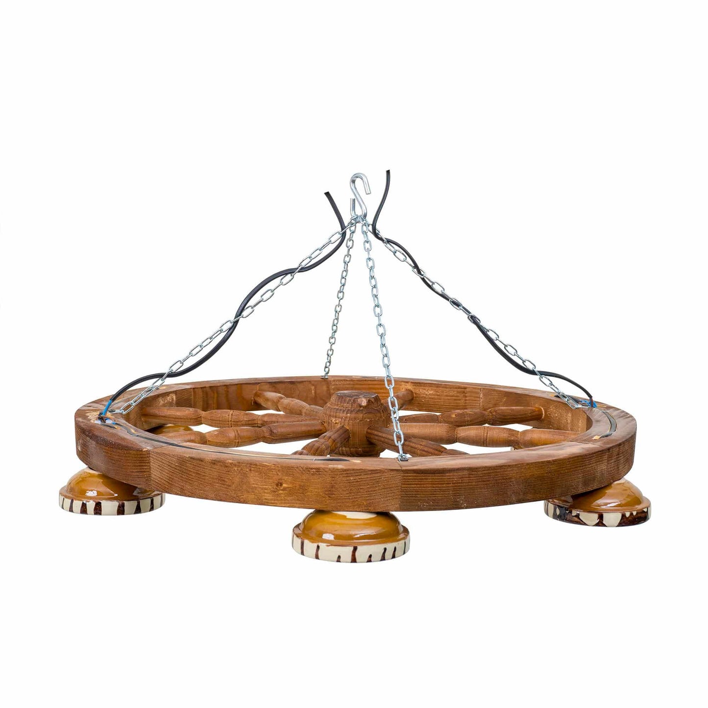 Lustra din lemn cu 6 castroane, diametru 60cm / EXT 10217 - 221.ro