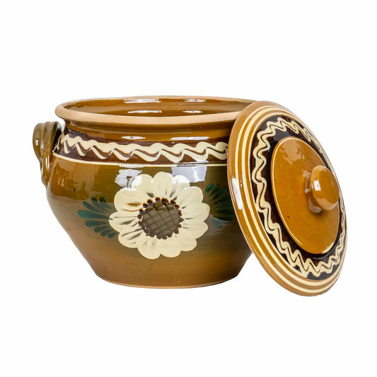 Oala din lut cu capac, diametru 23 cm, capacitate 4l / EXT 10267 - 221.ro