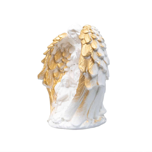 Statueta decorativa din ipsos cu ingerul pazitor, inaltime 16cm / EXT 10456