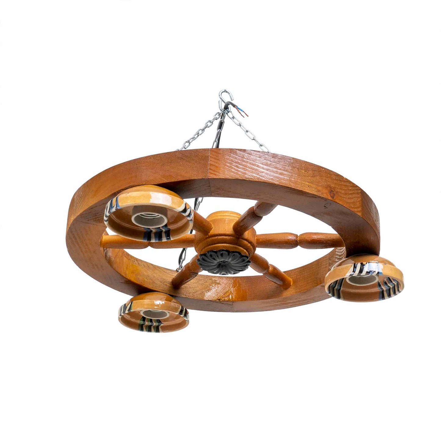 Lustra din lemn cu 3 castroane, diametru 40cm / EXT 10760