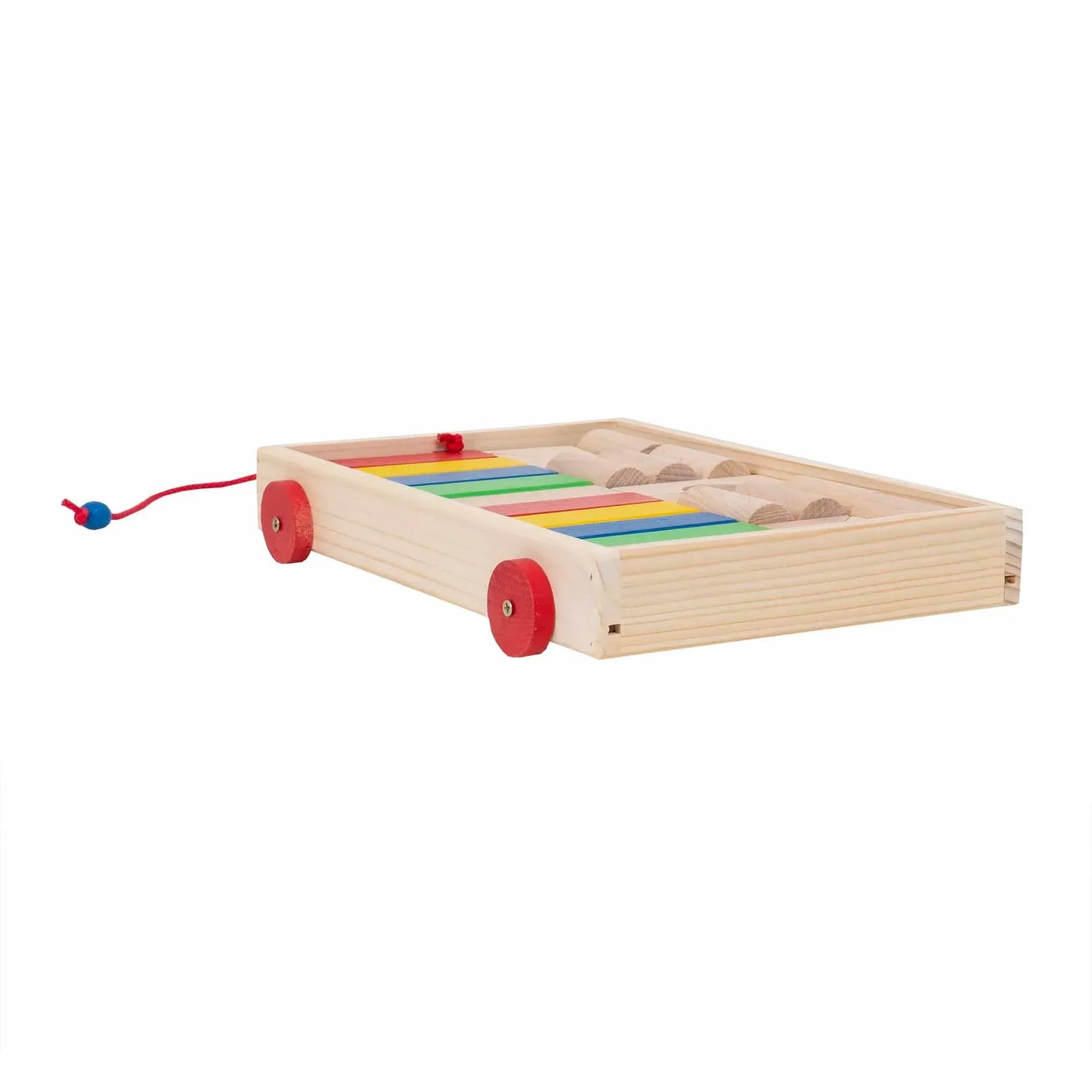 Caruciuor cu 24 cuburi din lemn, 32x22x5cm / EXT 10769 - 221.ro