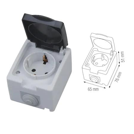 Priza aplicata de exterior, Atom 16A/ 250V, IP 54 / EXT 112-100-0001