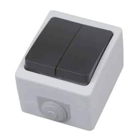 Intrerupator dublu aplicat, Horoz Atom 10A, 250V, IP54 / EXT 112-100-0006 - 221.ro