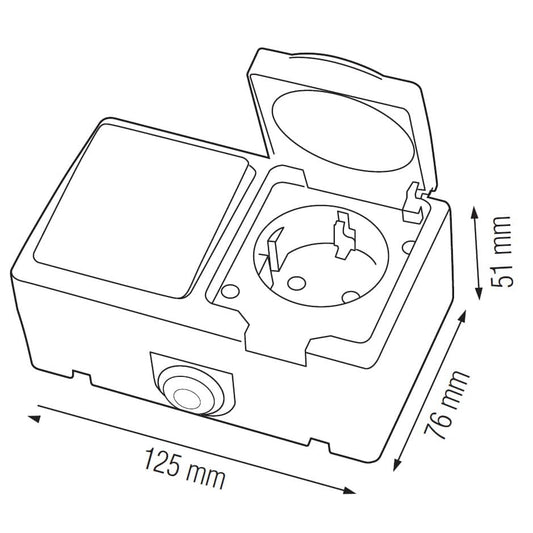 Modul priza si intrerupator Horoz Atom, 10A, 250V, IP54 / EXT 112-100-0003