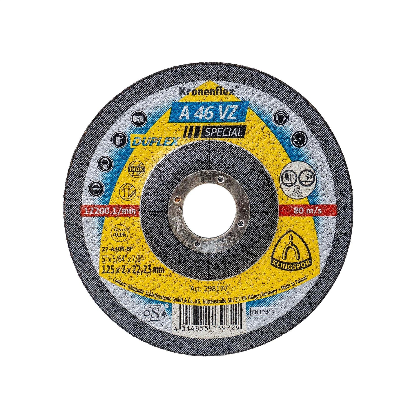 Disc debitare, Klingspor A 46VZ Special, otel, 125 x 2 x 22.23 mm / EXT 298177 - 221.ro