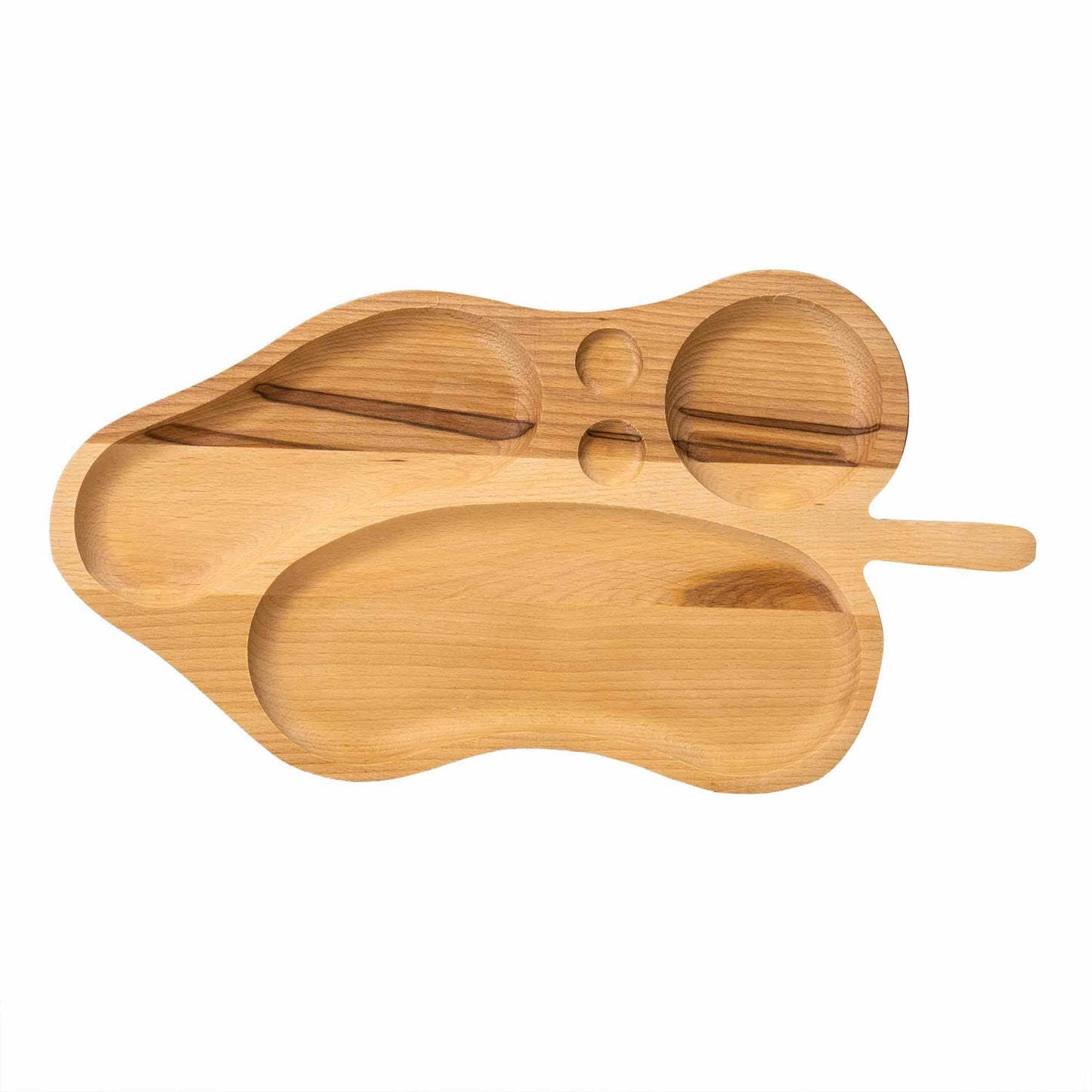 Platou pentru servire, din lemn de fag, in forma de frunza 50x26x2cm / EXT 5612 - 221.ro