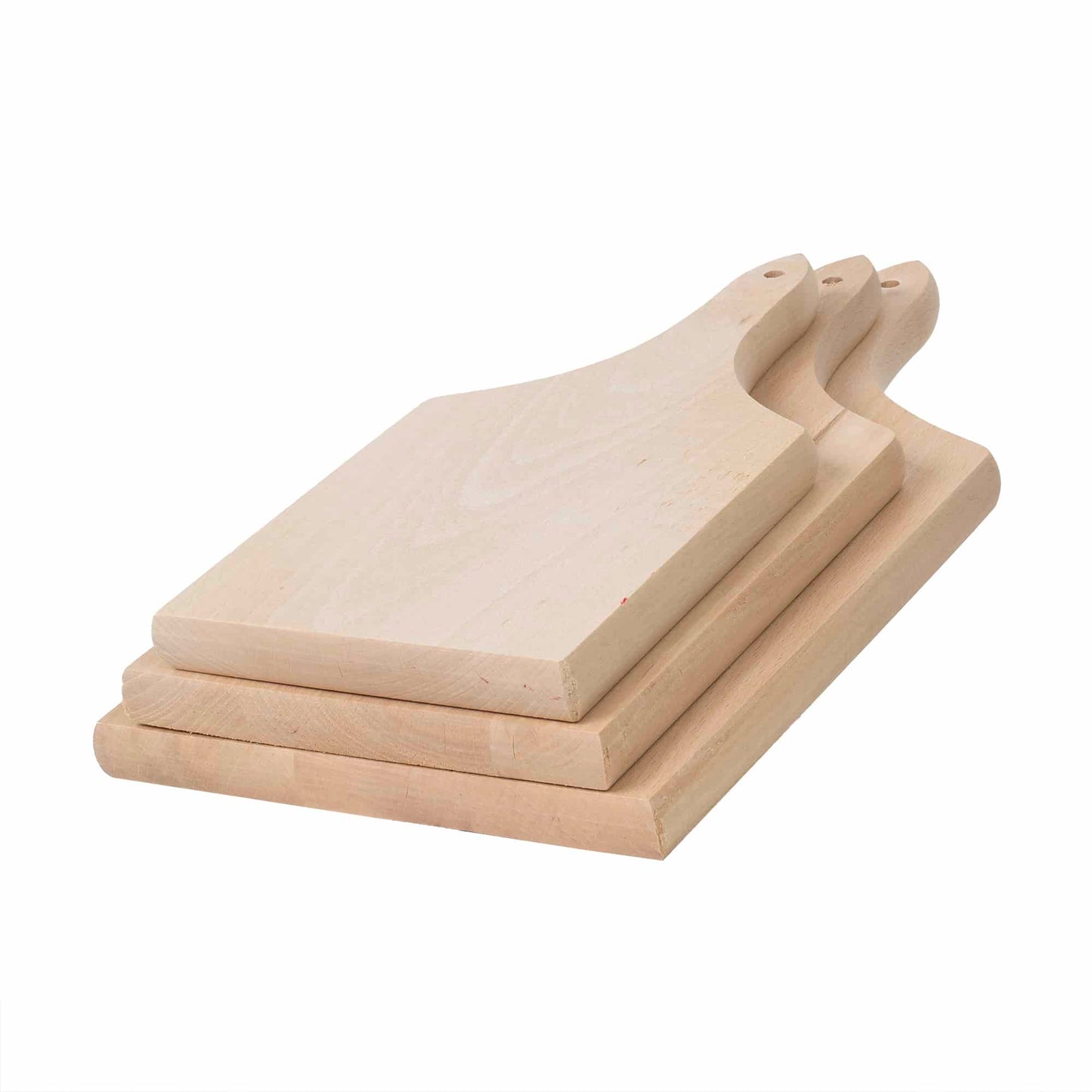 Set 3 bucati tocator cu maner din lemn de fag, grosime 20mm / EXT 6067