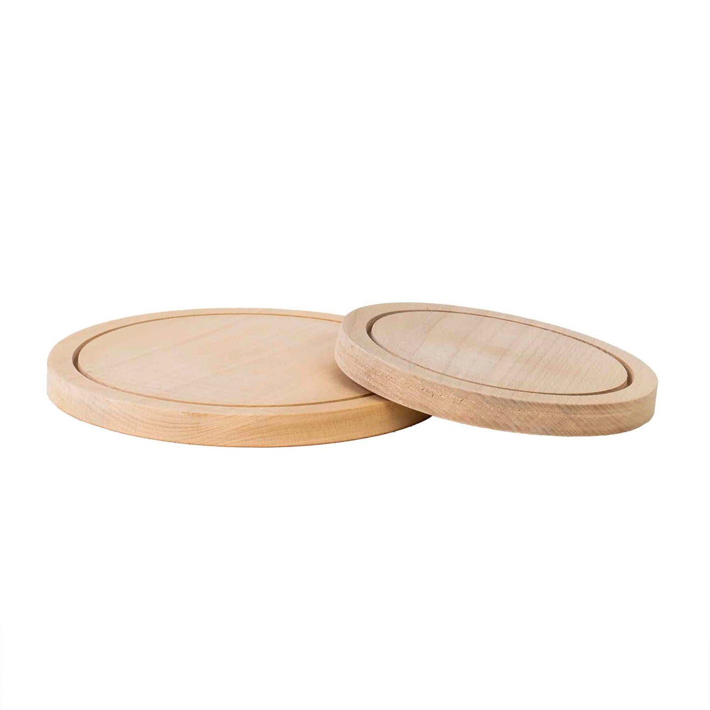 Set 2 bucati tocator rotund din lemn de fag, grosime 2 cm / EXT 6069