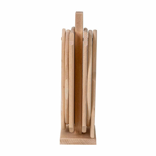 Set 6 piese din lemn de fag cu suport vertical / EXT 6083 - 221.ro