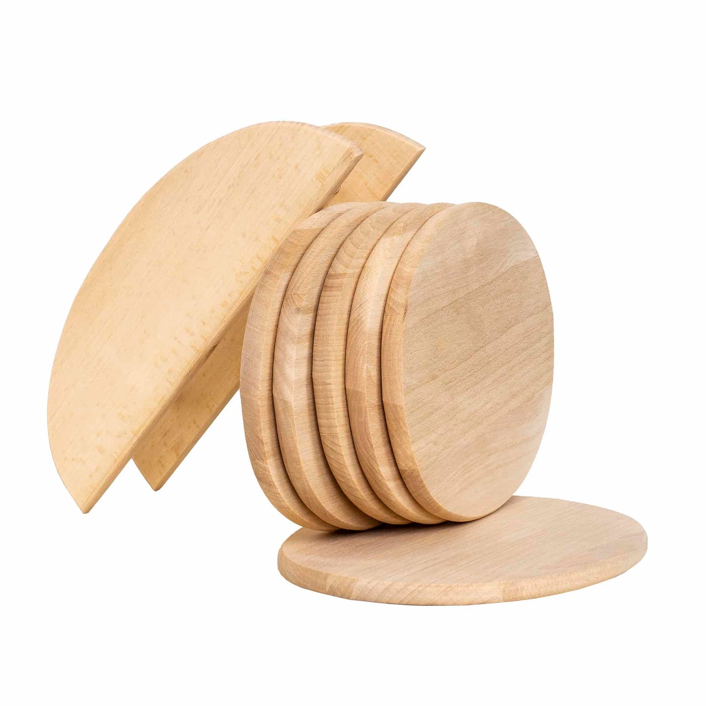 Set 6 tocatoare din lemn de fag, plus suport, oval / EXT 6084