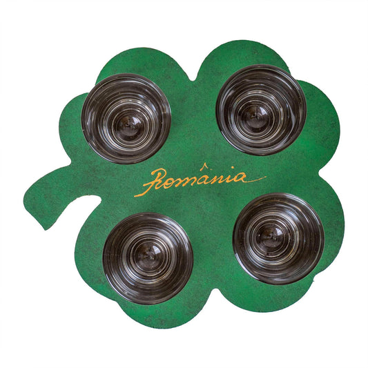 Set 4 pahare, cu suport lemn in forma de trifoi, 50ml / EXT 6091 - 221.ro