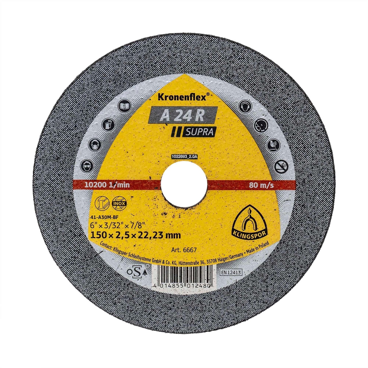 Disc debitare Klingspor A24R Supra, 150x2.5x22.23mm / EXT 6667 - 221.ro