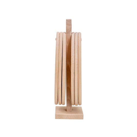 Set 6 tocatoare din lemn de fag, plus suport vertical, oval / EXT 7564 - 221.ro
