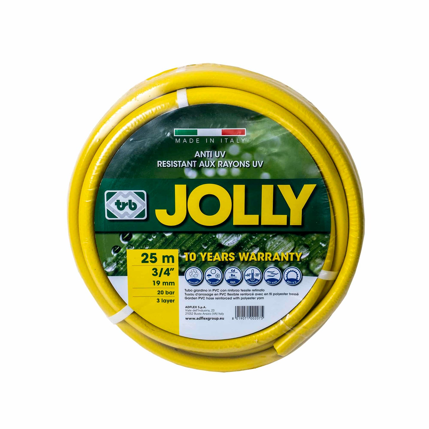 Furtun gradina, armat, cu insertie 3/4, lungime 25 metri, galben, flexibil, rezistent la radiatii UV si la frig / EXT 9661