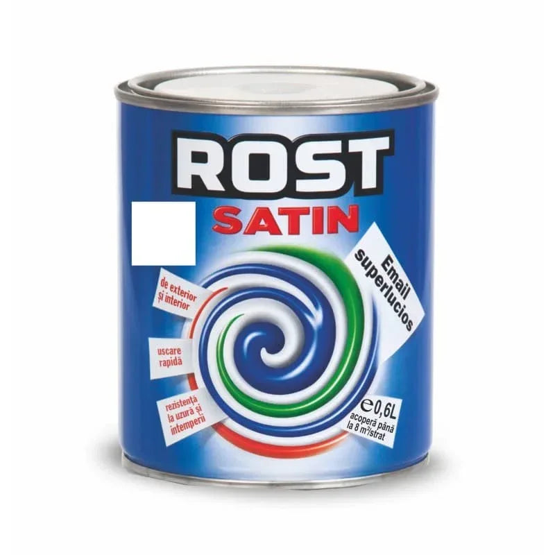 Vopsea alchidica pentru lemn/metal, Rost Satin, pentru interior/exterior, 0.6L, alb Z-TOOLS / EXT10045 - 221.ro