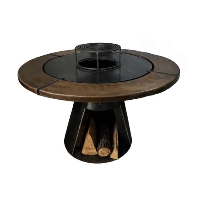 Grătar con cu plită rotundă 1000 mm, înălțime 950 mm, blat de lemn, grosime plită 10 mm Z-TOOLS / EXT9022