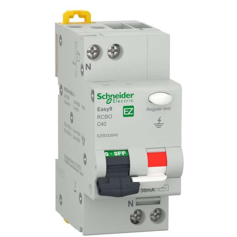 Siguranță diferențială combinată, 40A, 30mA, 4.5kA, Schneider, alb / EZ9D32640