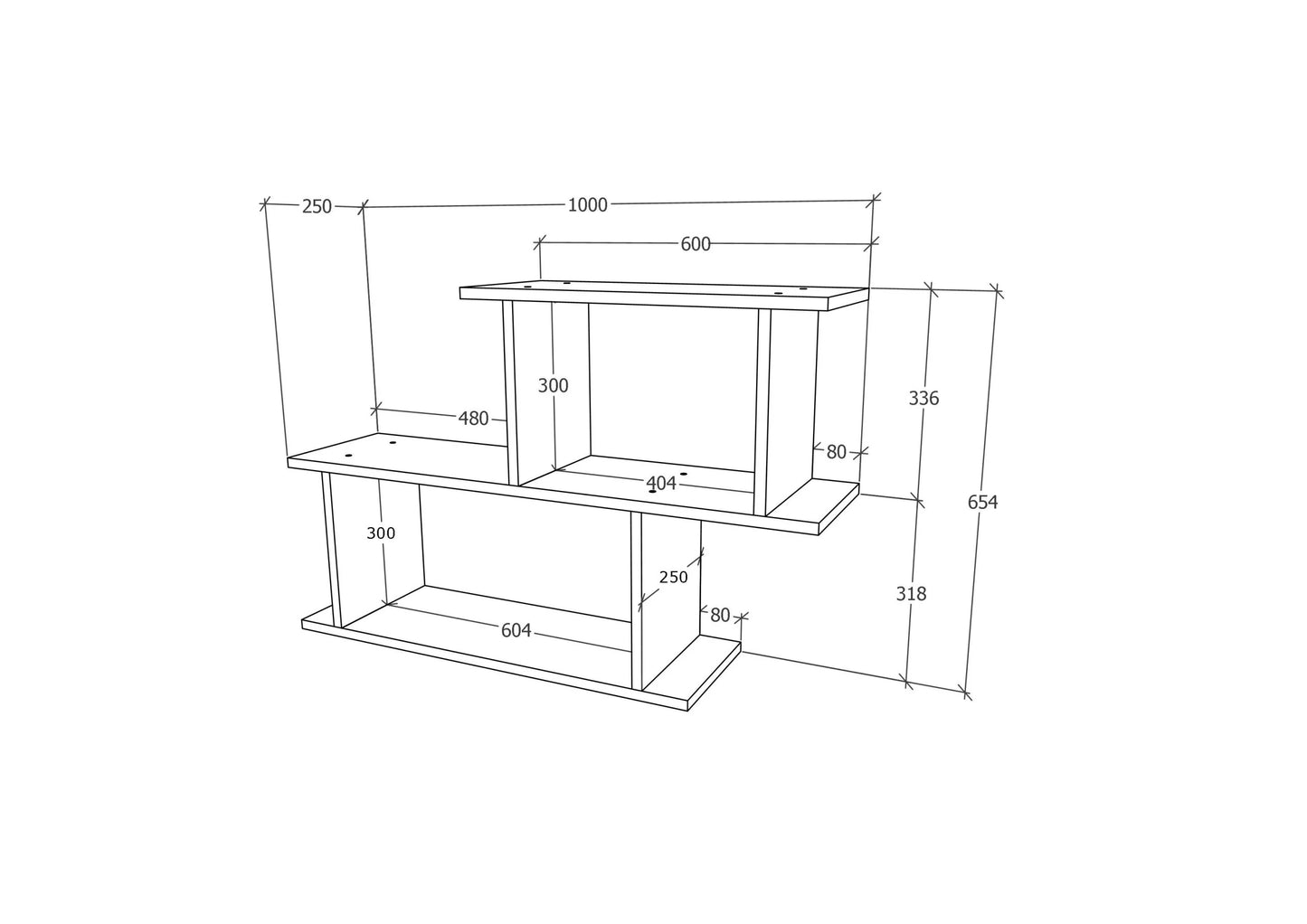 Etajera Rico haaus V2, Stejar Sonoma, L 100 x l 25 x H 65 cm