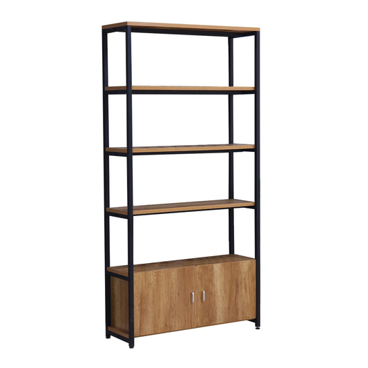 Biblioteca cu 4 polite, un compartiment, Naimeed F2-120-G, Negru/Nuc Lyon Deschis