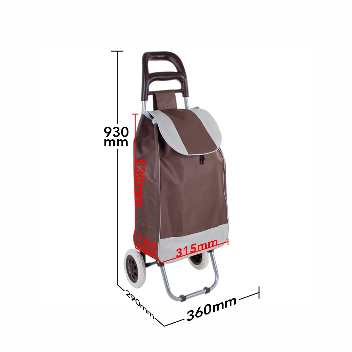 Carucior de piata pliabil, Naimeed FT-208AM, 2 roti, 37 L, Maro