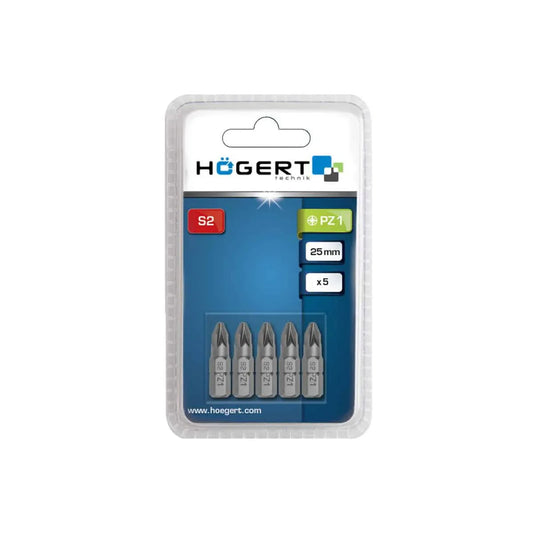 Set 5 bucati, bit-uri pentru surubelnita, PZ1, 25mm HOGERT / HT1S314 - 221.ro