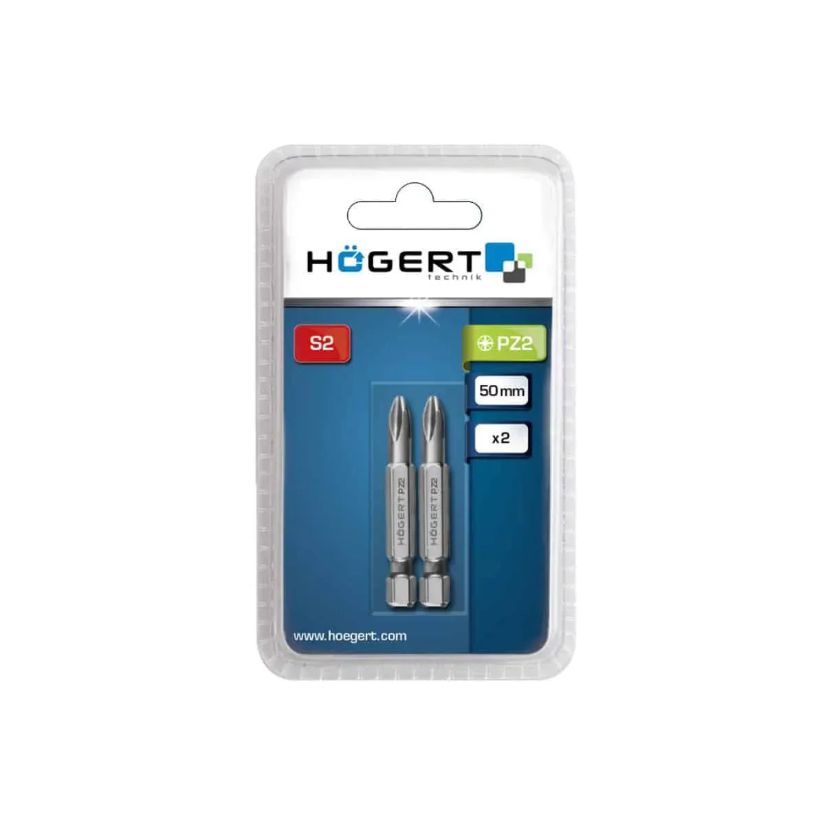 Set 2 bucati, bit-uri pentru surubelnita, PZ2, 50mm HOGERT / HT1S319 - 221.ro