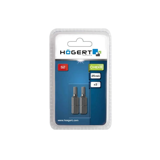 Set 2 bucati, bit-uri pentru surubelnita, HEX H6, 25mm HOGERT / HT1S346 - 221.ro