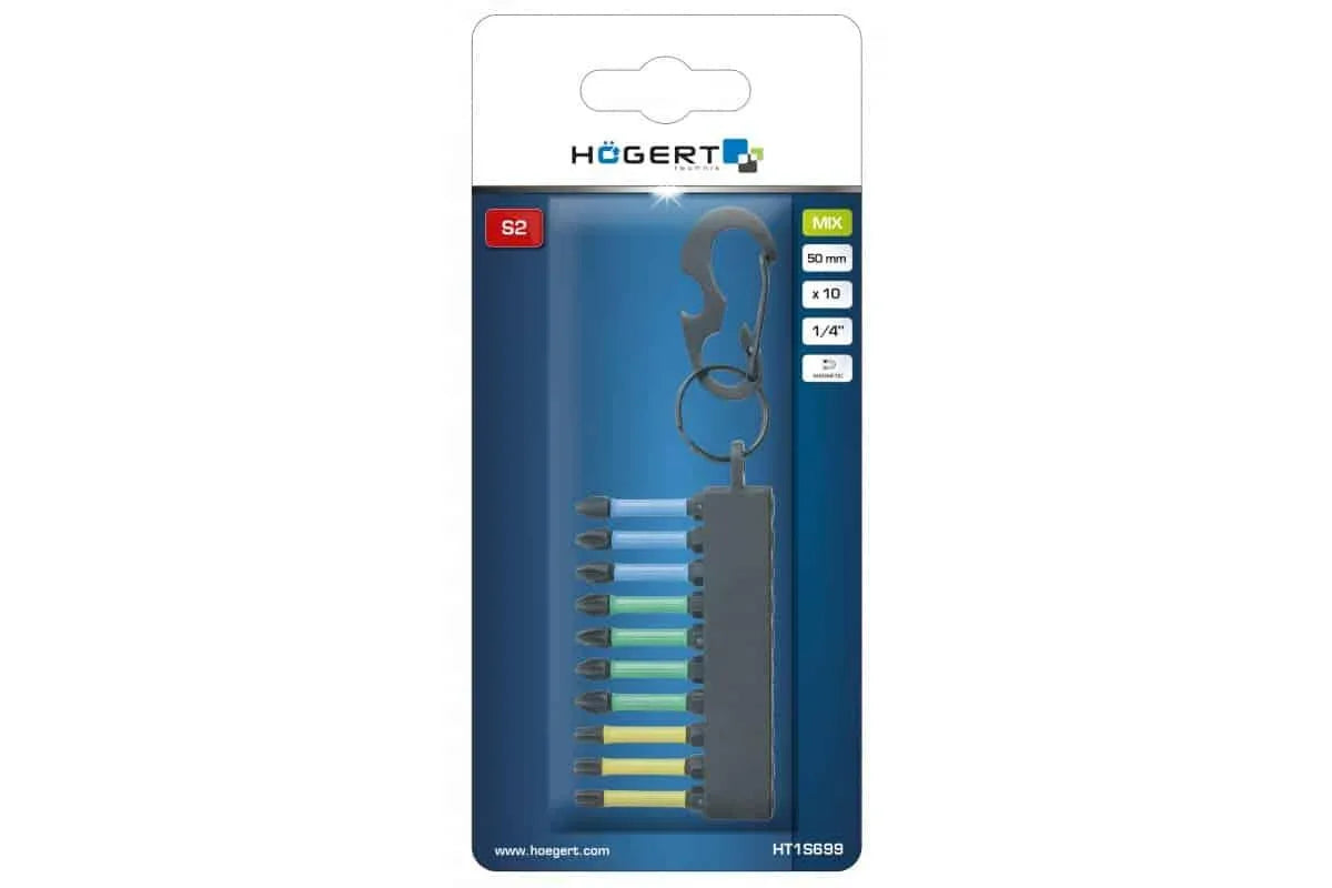 Set 10 biti de impact 1/4, 50mm HOGERT / HT1S699 - 221.ro
