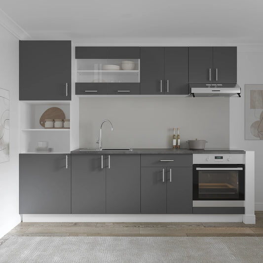 Corp haaus Turn Karo, 2 Usi, cu spatiu cuptor, Antracit/Alb, 60 x 57 x 210 cm