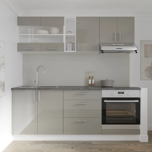 Corp Baza haaus Karo, 3 Sertare, Gri Lucios/Alb, MDF, 60 x 50 x 80 cm