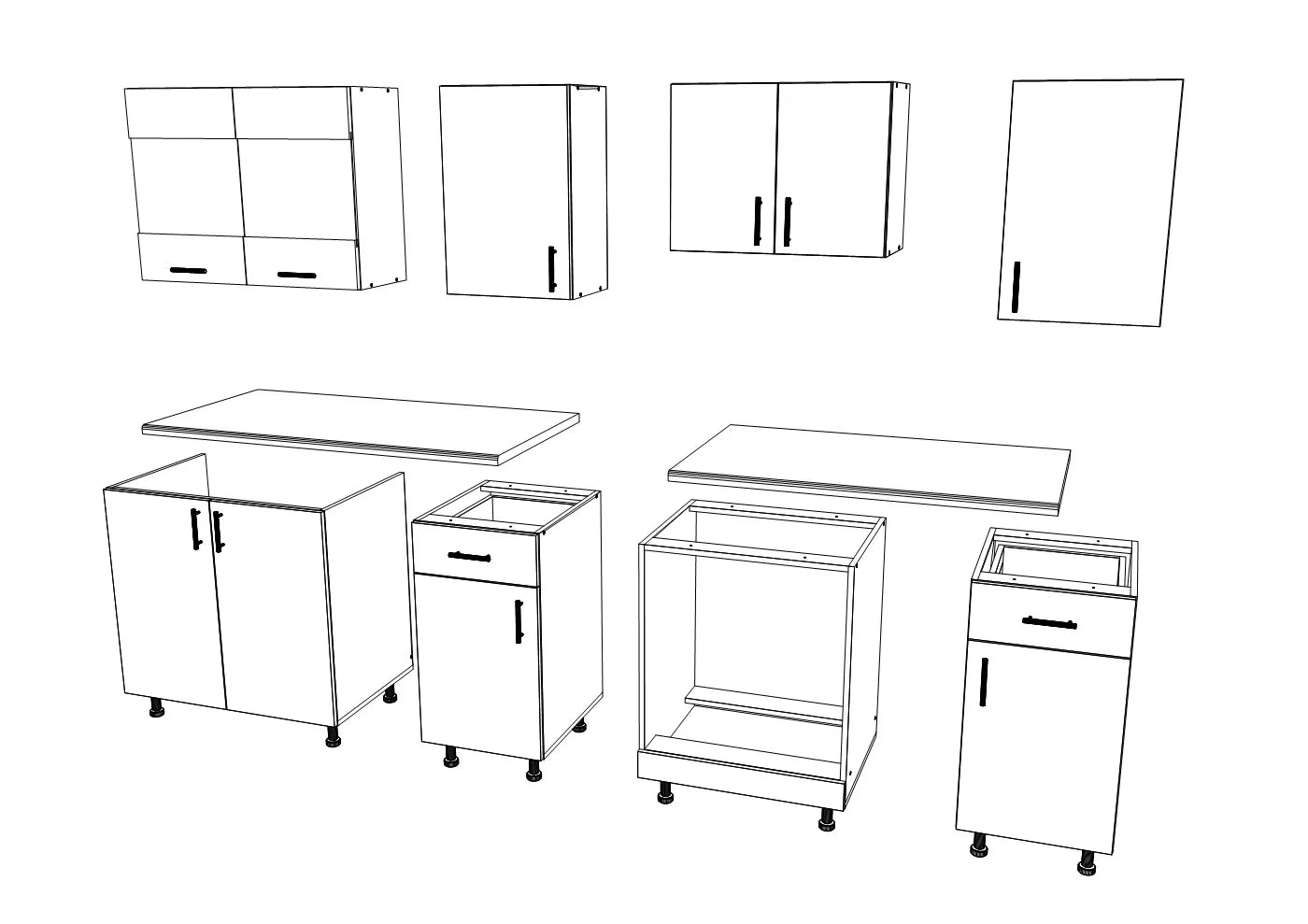 Set Bucatarie haaus Karo V13, Stejar Sonoma Inchis/Alb, Blat Thermo 28 mm, L 220 cm