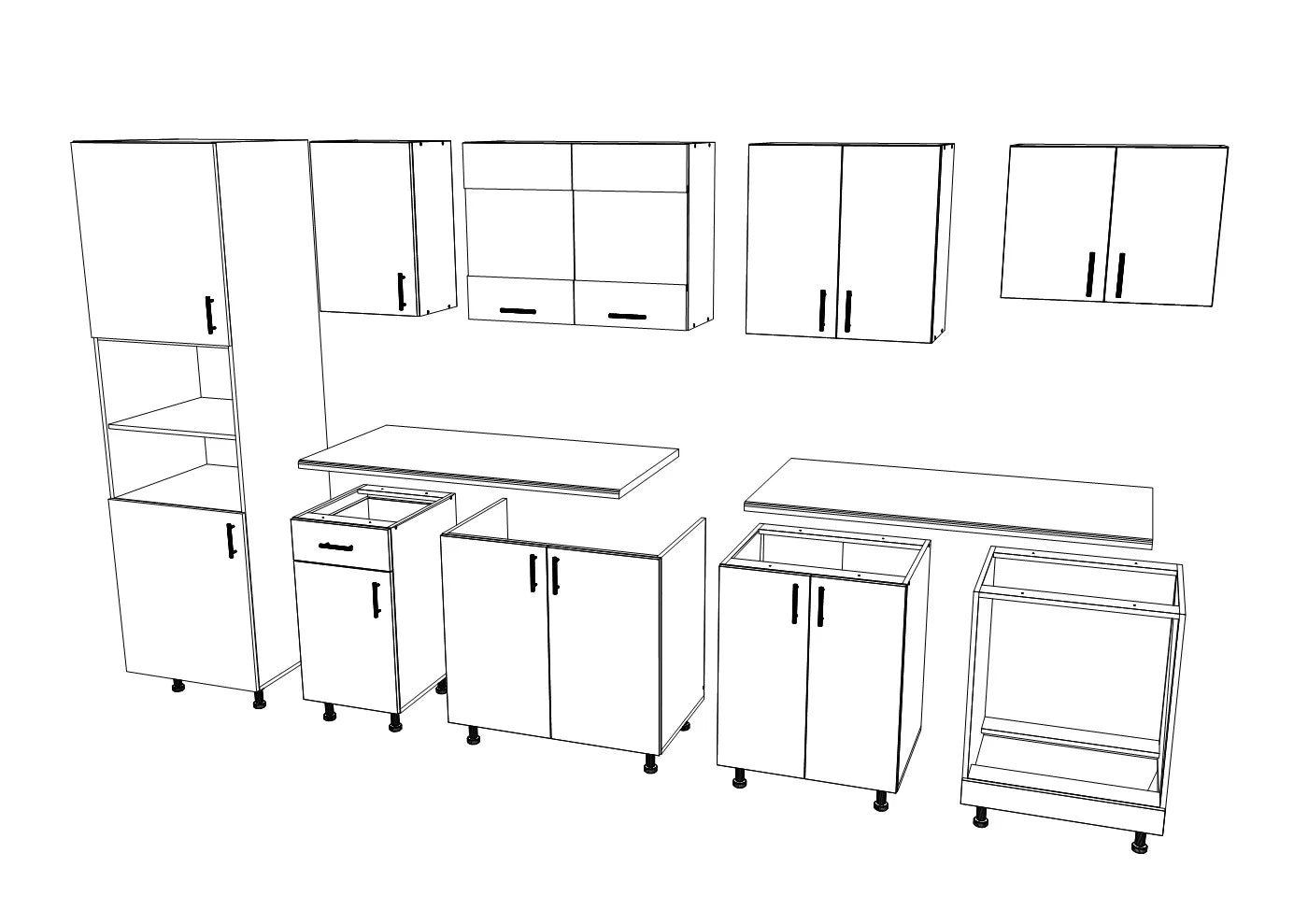 Set Bucatarie haaus Karo V27, Lemn Natural/Alb, Blat Thermo 28 mm, L 300 cm