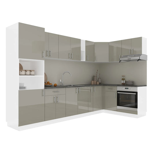 Set Bucatarie Colt haaus Karo V35, Gri Lucios/Alb, MDF, Blat Thermo 28 mm, L 320 x 160 cm