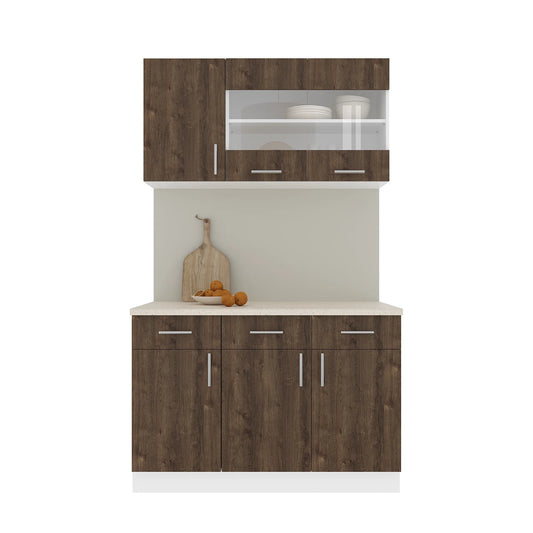 Set Bucatarie haaus Karo V3, Stejar Bronz/Alb, Blat Thermo 28 mm, L 120 cm