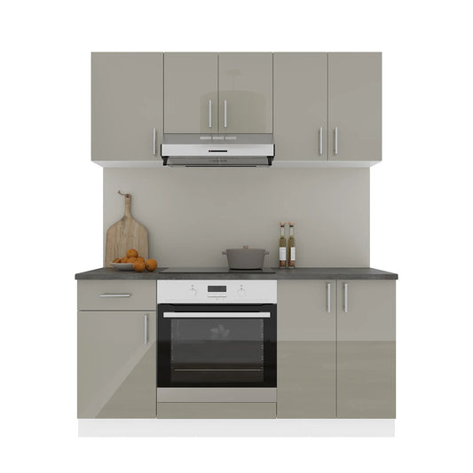 Set Bucatarie haaus Karo V6, Gri Lucios/Alb, MDF, Blat Thermo 28 mm, L 160 cm