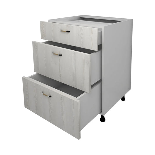 Corp Baza Lecce, 3 Sertare, Pin Alb/Alb, 60 x 50 x 80 cm