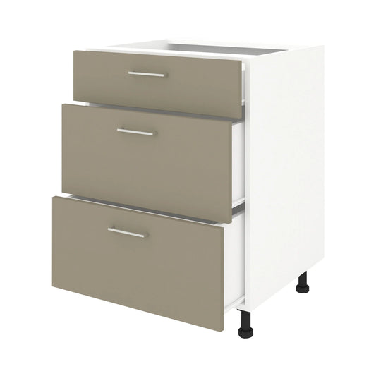 Corp Baza Lecce, 3 Sertare, Taupe/Alb, 60 x 50 x 80 cm