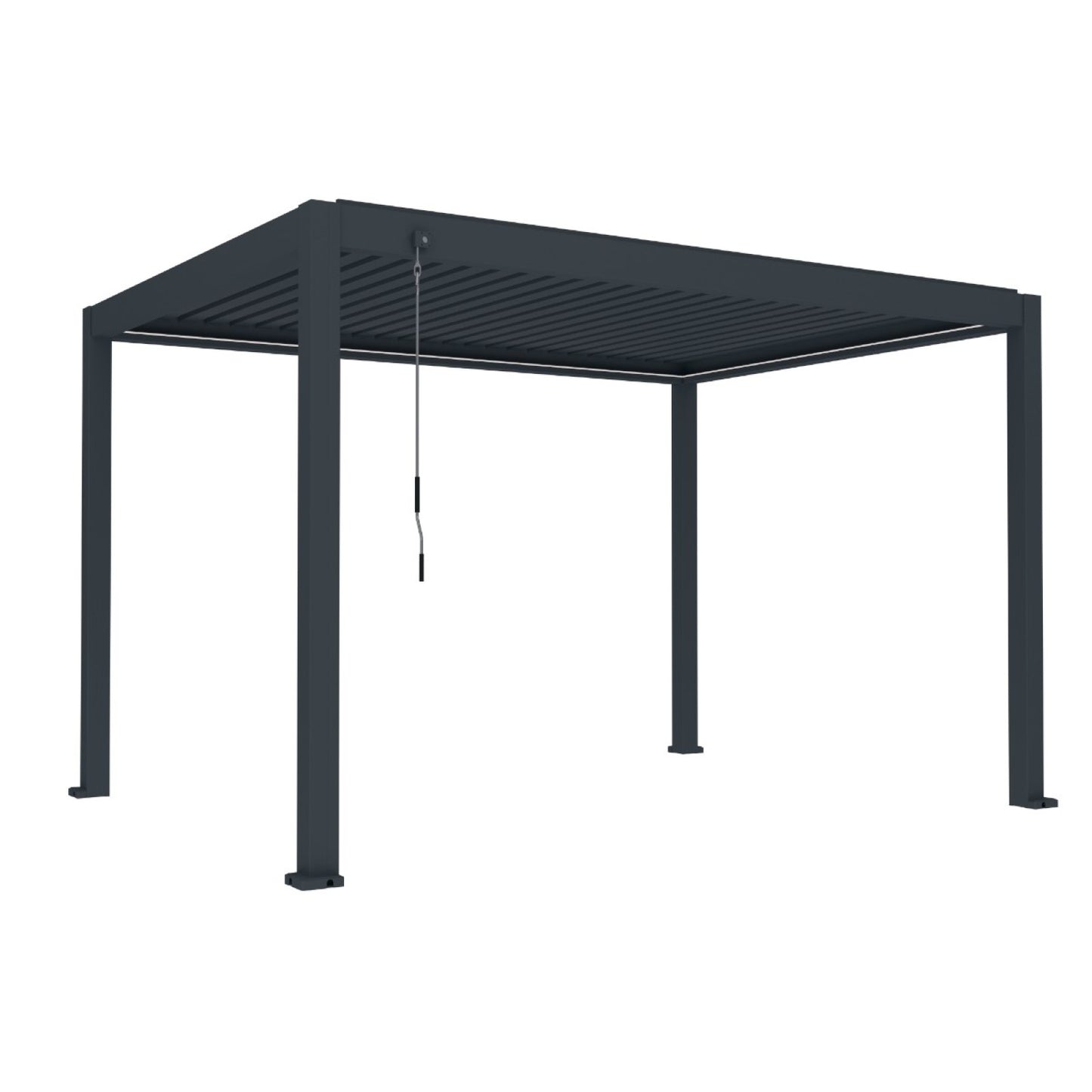 Pergola bioclimatica, iluminare LED, aluminiu, Naimeed D6794, 400x300x250cm, Gri antracit