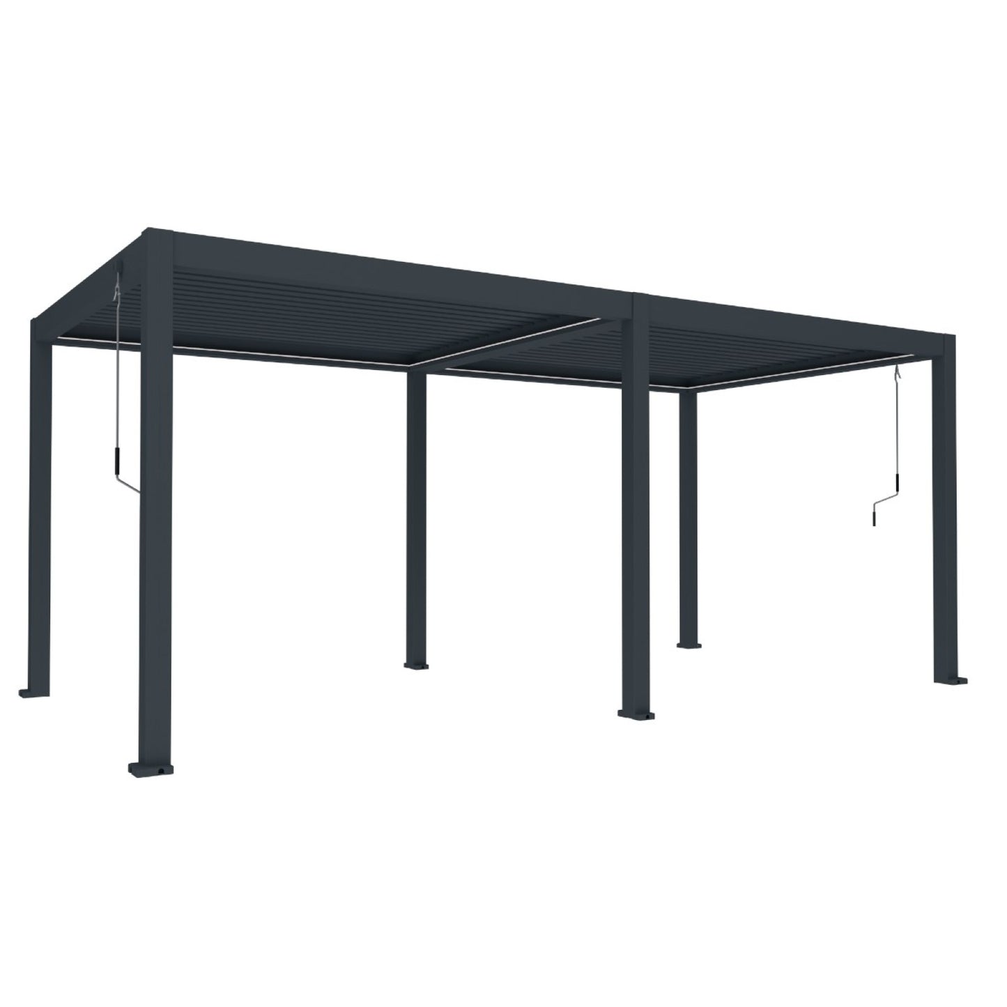 Pergola bioclimatica, iluminare LED, aluminiu, Naimeed D6797, 600x300x250cm, Gri antracit